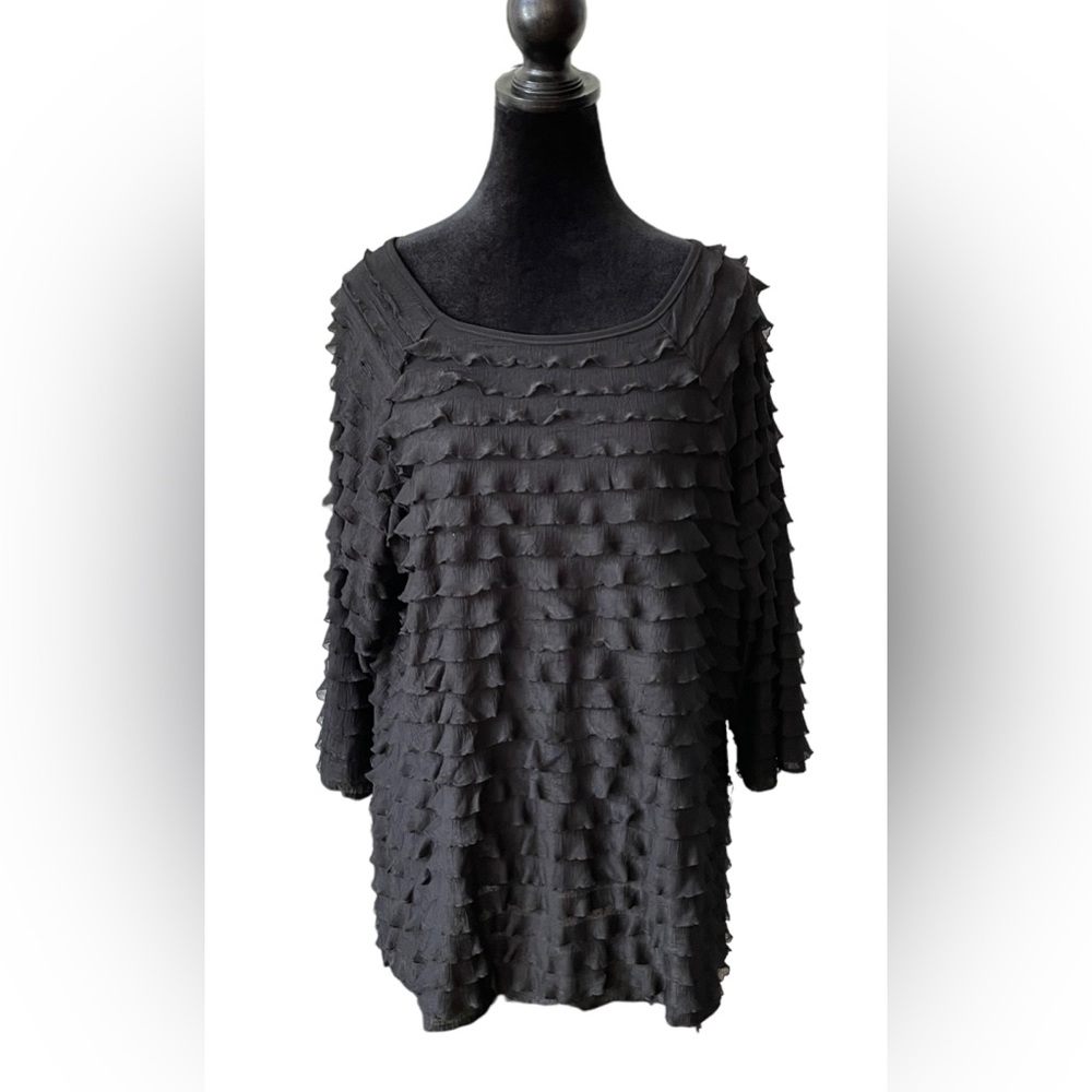Ashley J: Black Ruffle Blouse